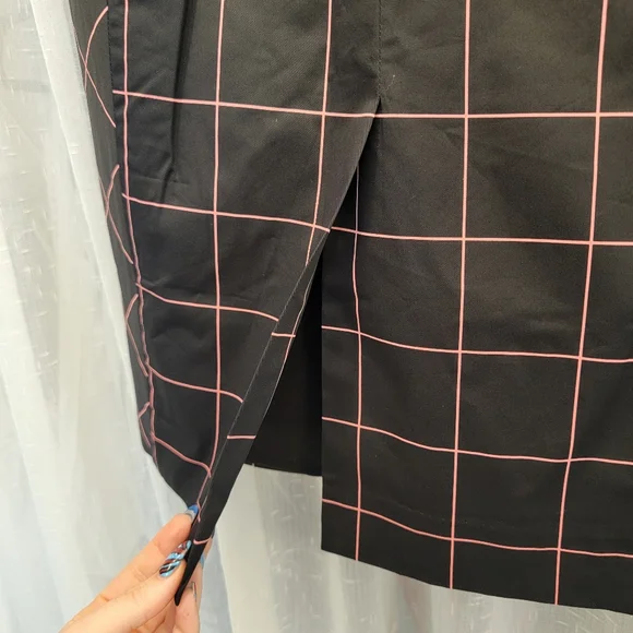 Milly Bias Pencil Skirt Grid Print Black & Pink Size 8 NWT - Picture 5 of 16